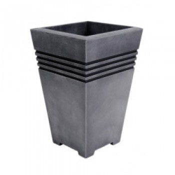 Milano Tall Square Planter - Pewter 46cm Height Milano Tall Square Planter - Pewter 46cm Height
