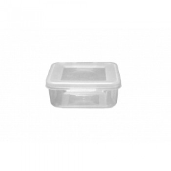 Food Container Square Hinged Lid - 165ml Clear