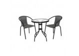 Rattan Bistro Set - Grey/Black