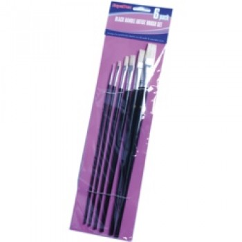 Black Handle Artist Brush Set - 6 Piece